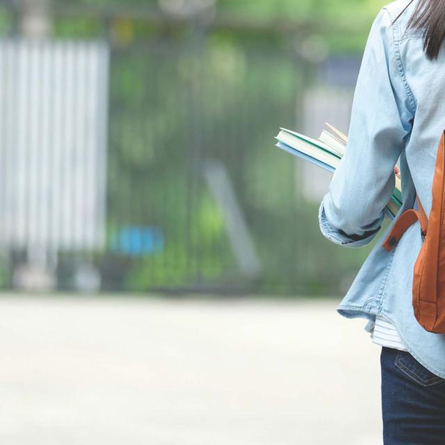 Student with backpack