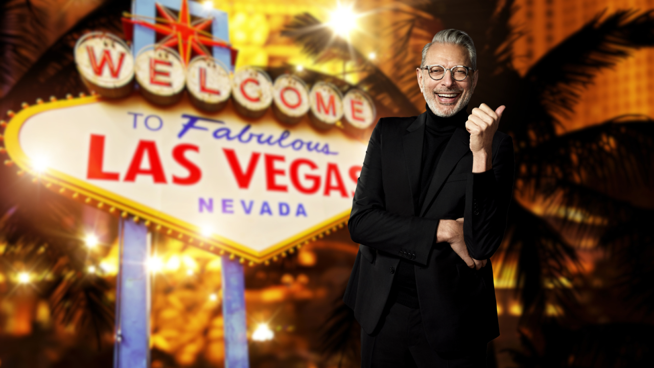 Brad Bellflower with Las Vegas welcome sign