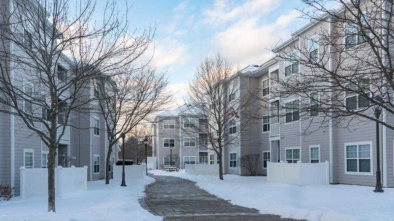 Apartment community in winter