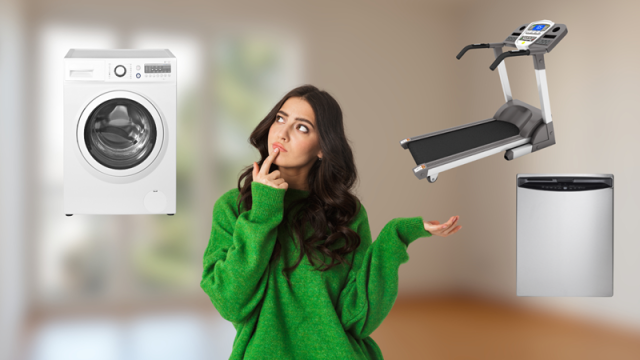 Woman choosing between amenities