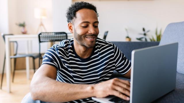 Renter searching on a laptop